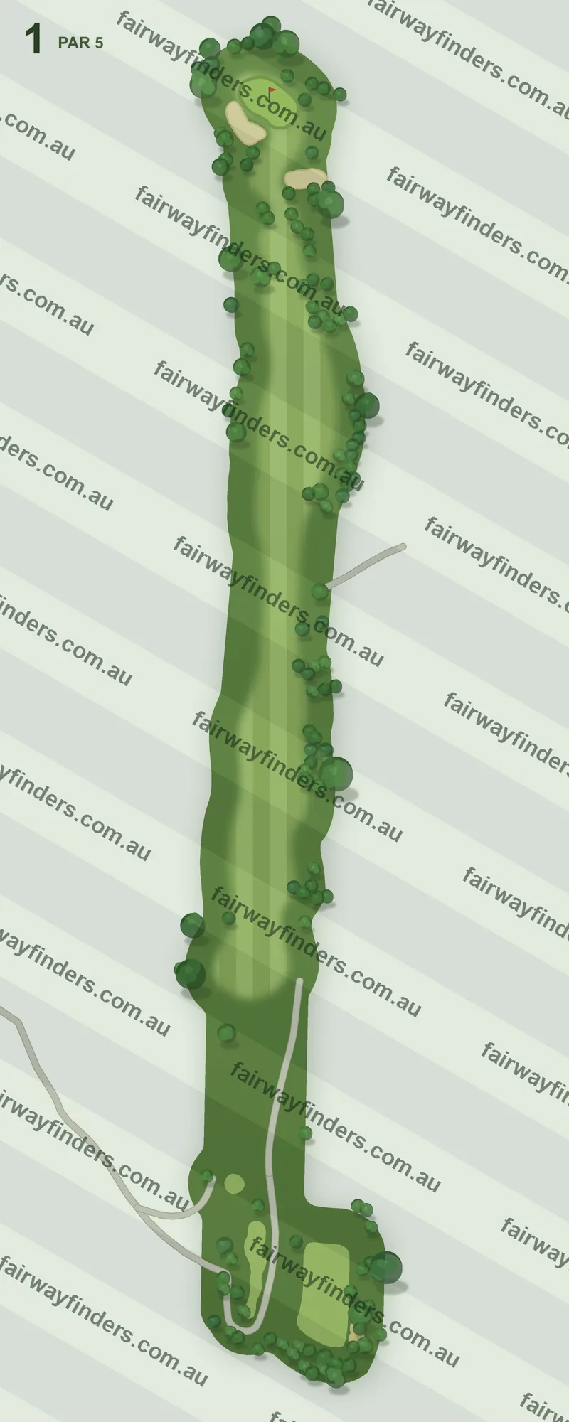 Hole 1 map — par 4, 312 m
