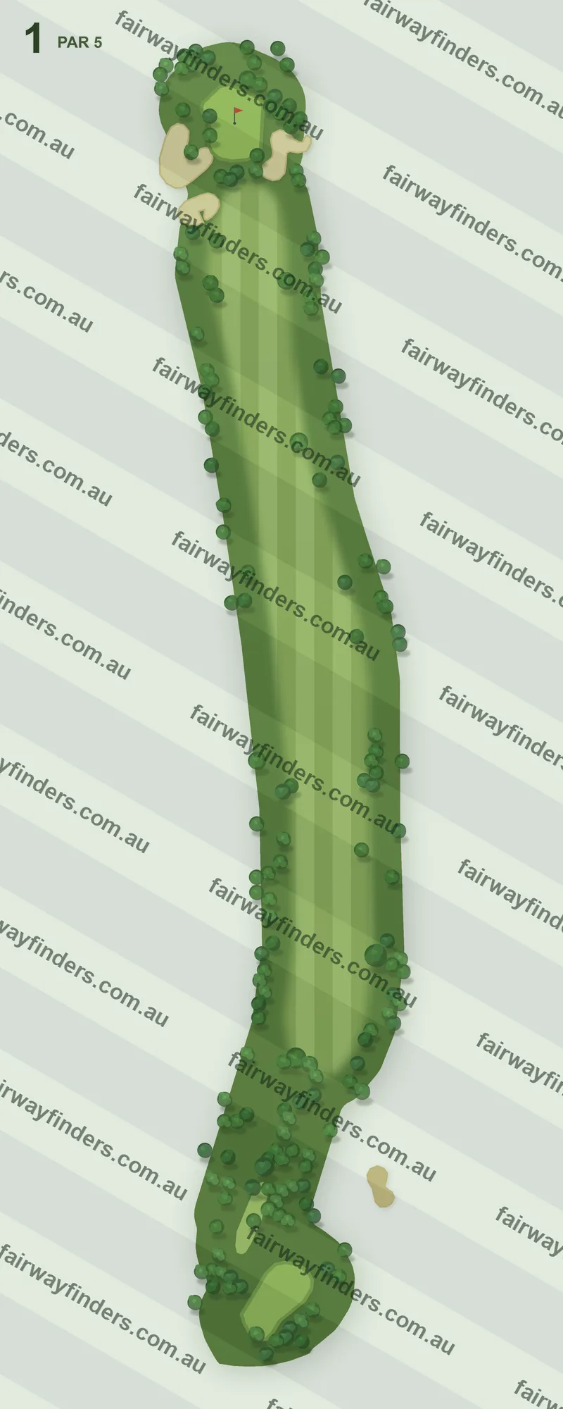 Hole 1 map — par 5, 423 m