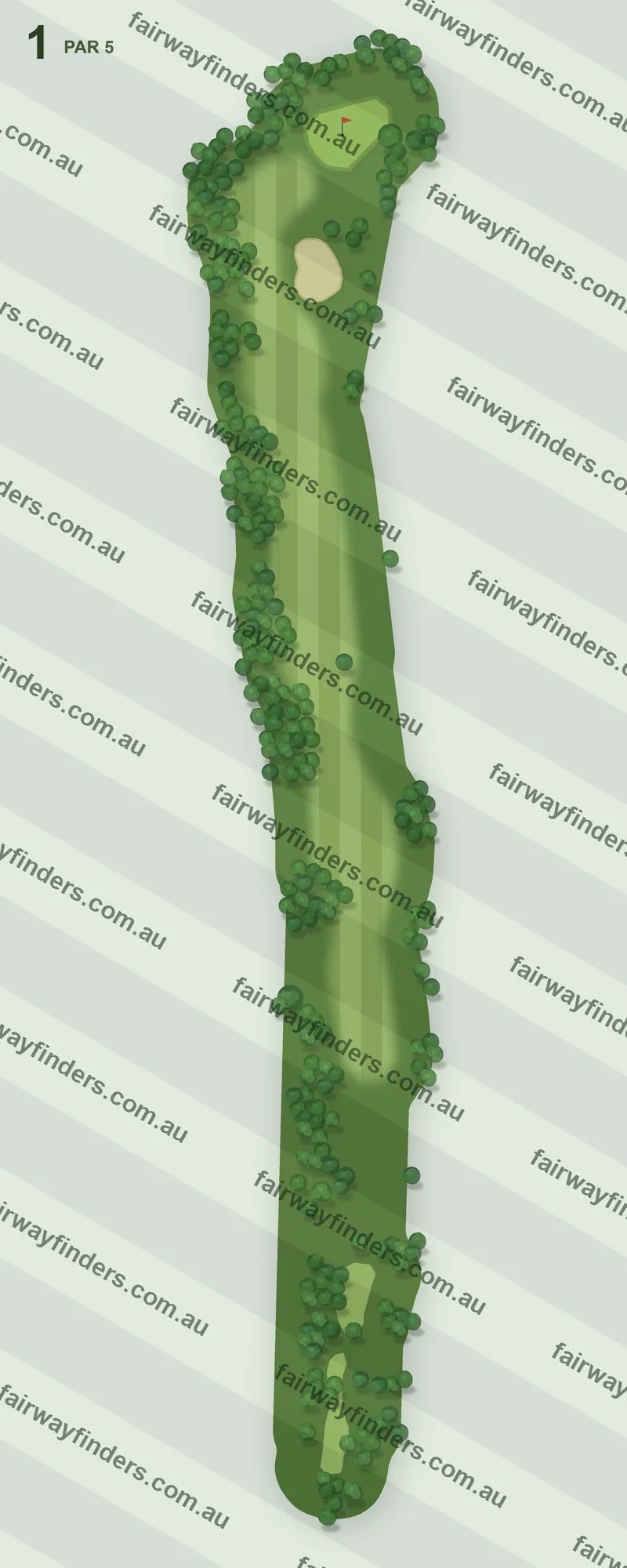 Hole 1 map — par 5, 431 m