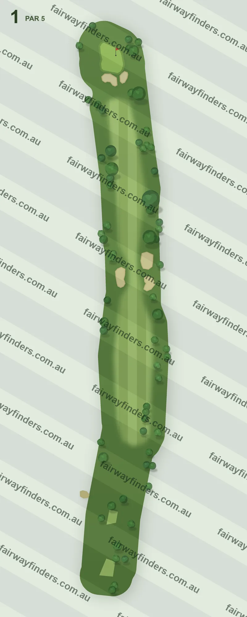 Hole 1 map — par 5, 395 m