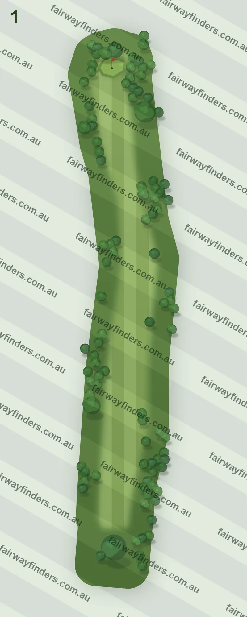 Hole 1 map — par 4, 285 m
