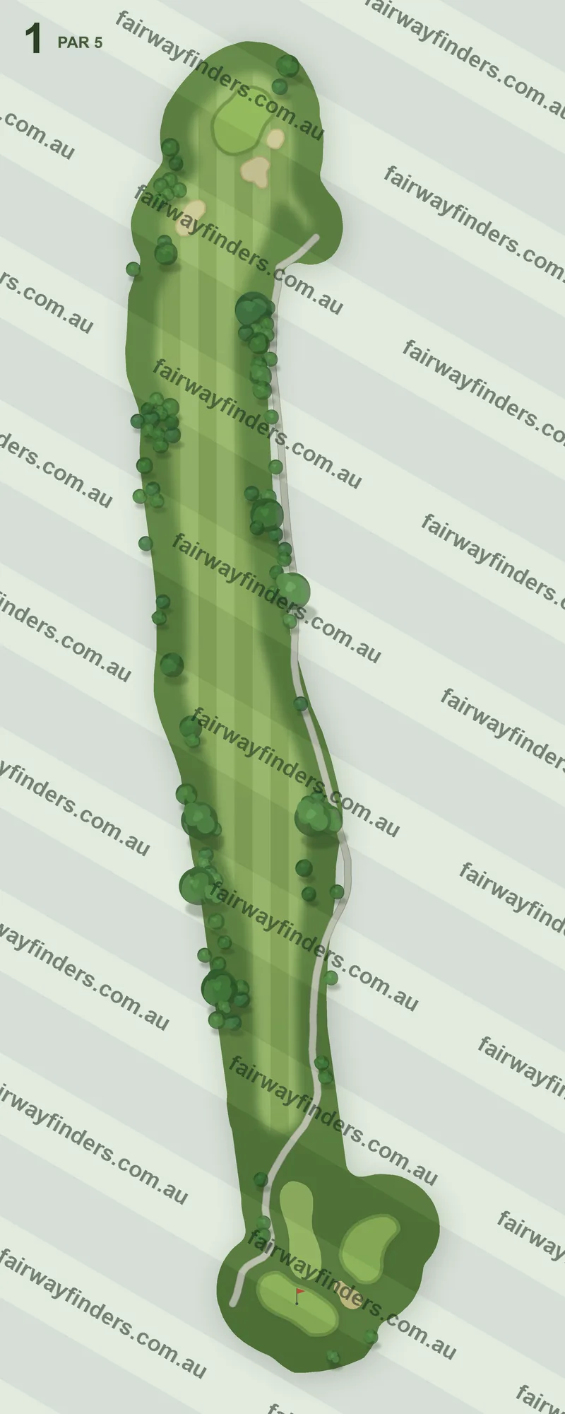 Hole 1 map — par 5, 434 m