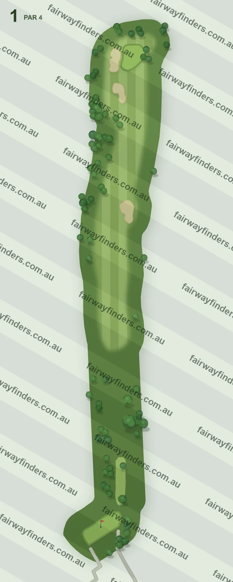 Hole 1 map — par 4, 370 m