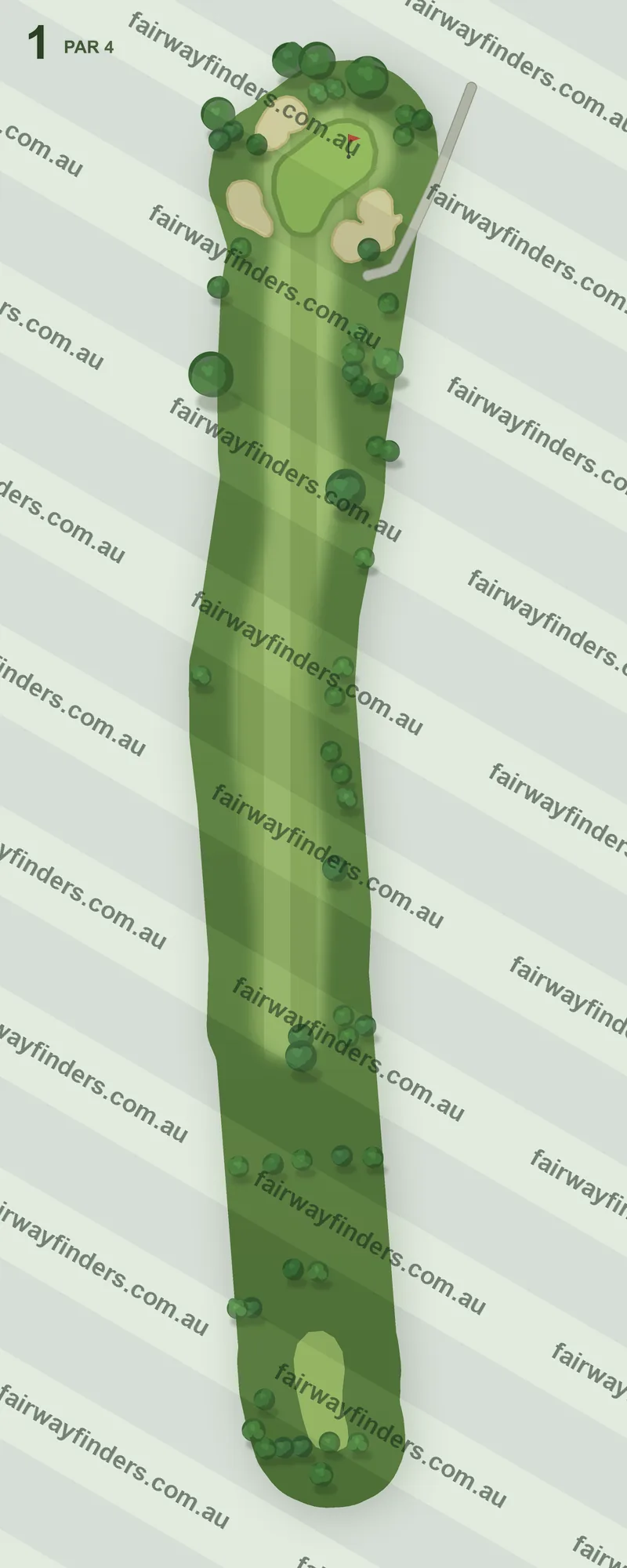Hole 1 map — par 4, 330 m