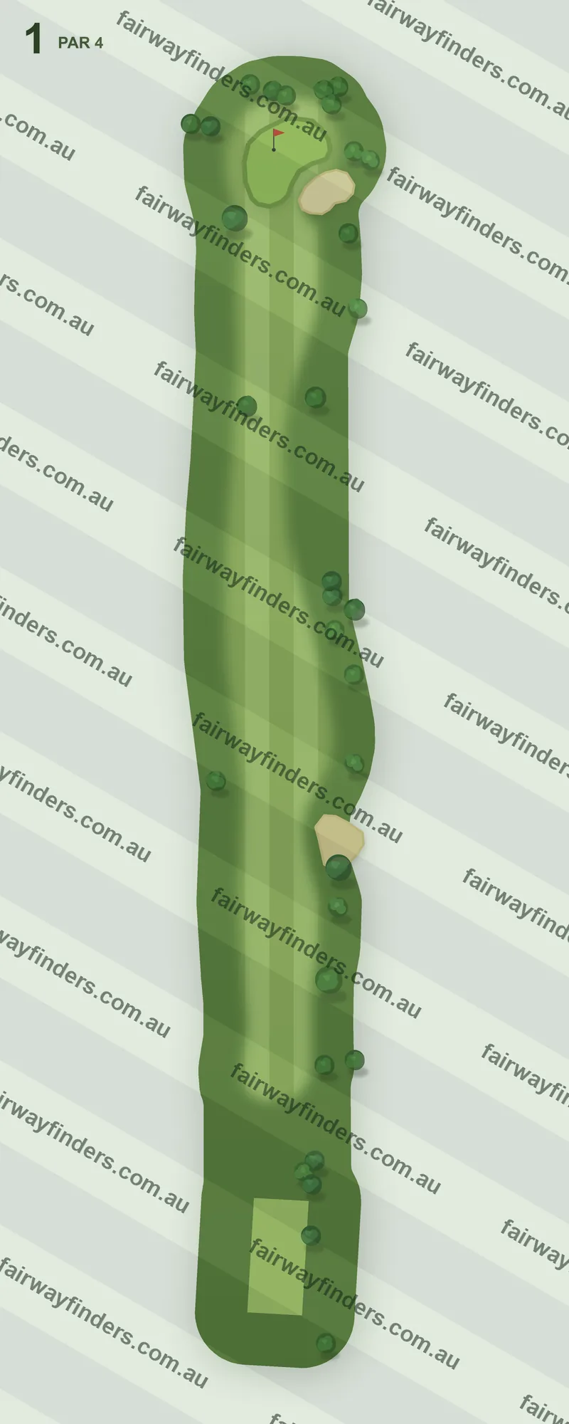 Hole 1 map — par 4, 318 m