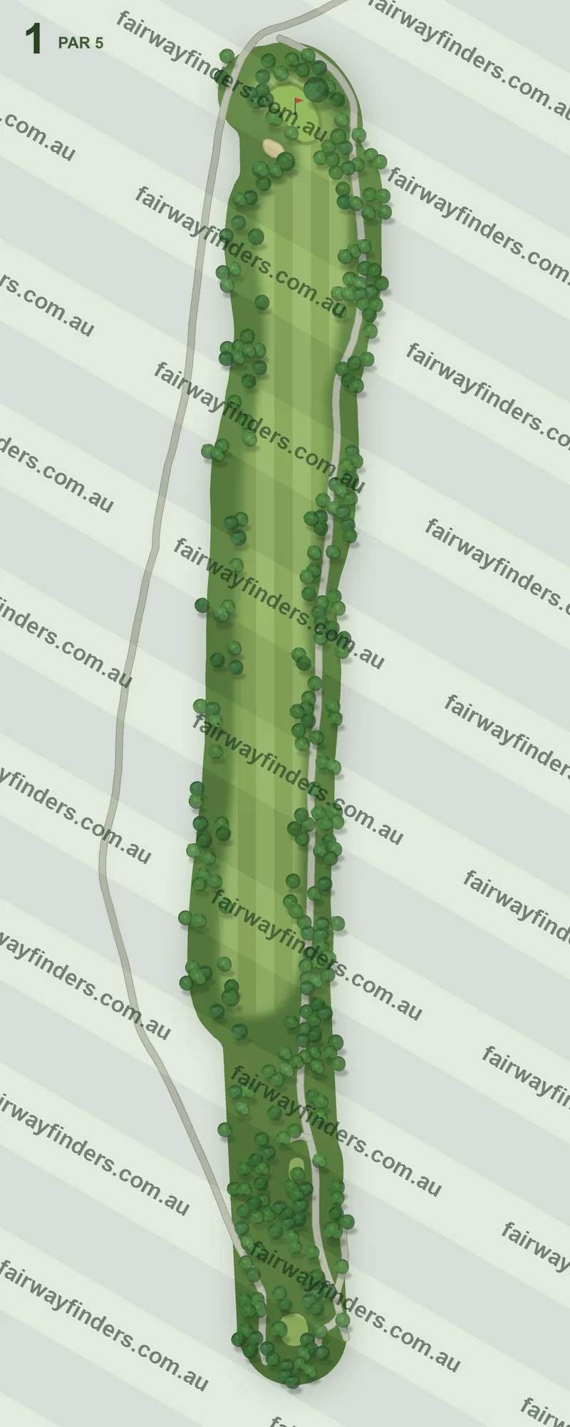 Hole 1 map — par 5, 468 m