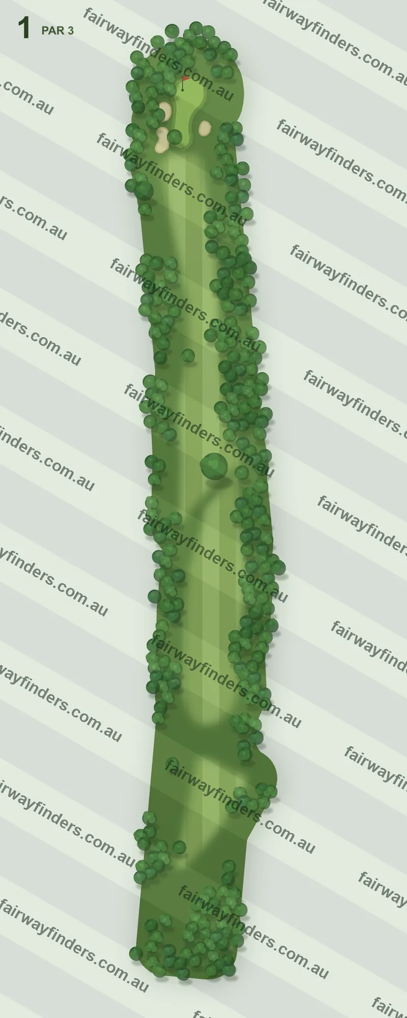 Hole 1 map — par 3, 346 m