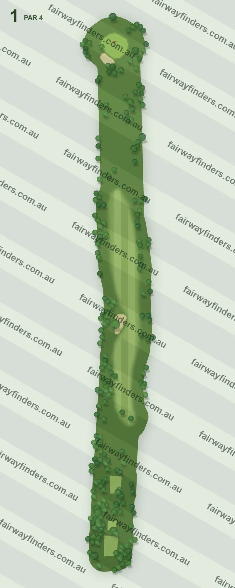 Hole 1 map — par 4, 486 m