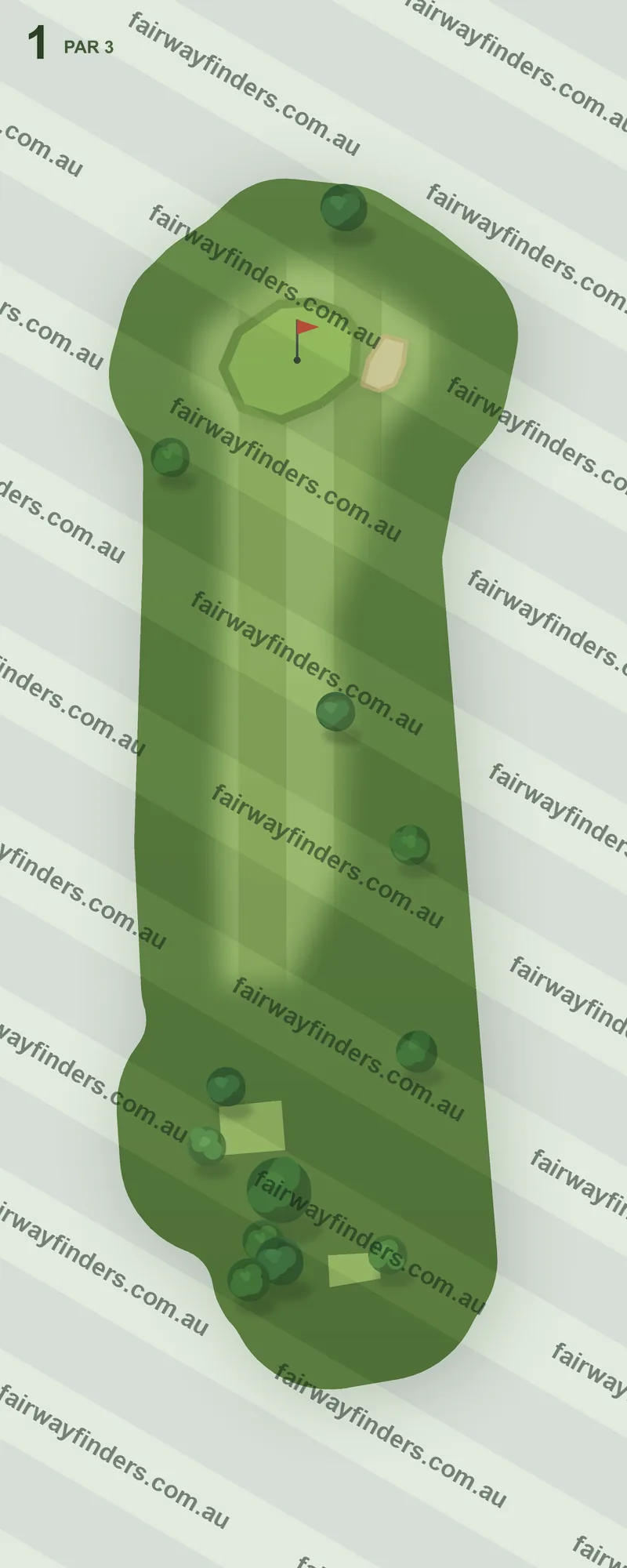 Hole 1 map — par 3, 131 m