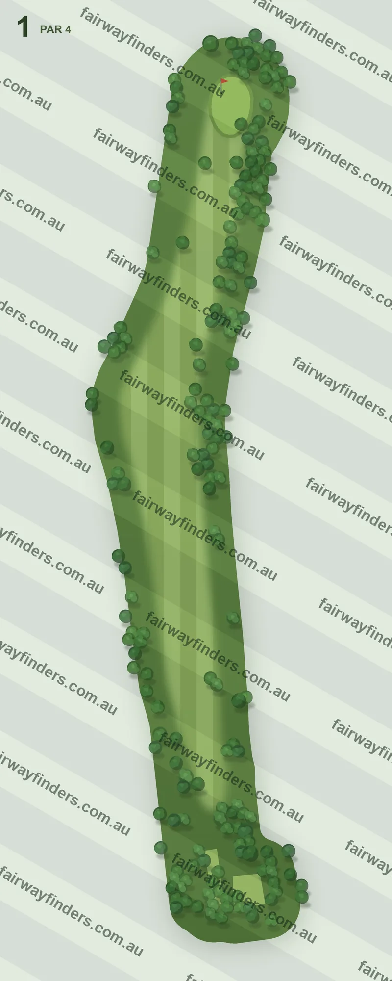 Hole 1 map — par 4, 349 m