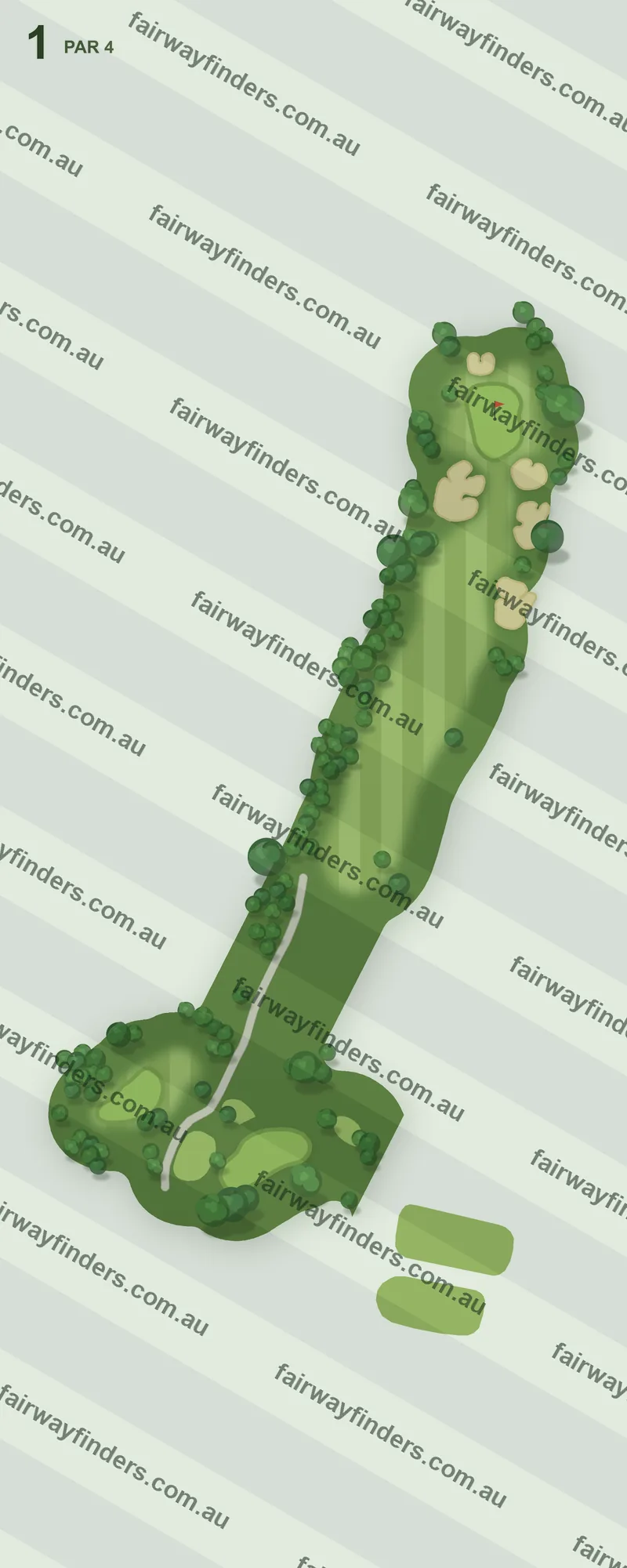 Hole 1 map — par 4, 267 m