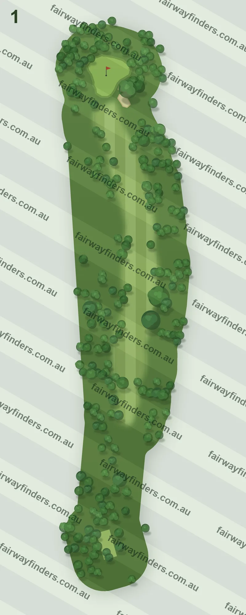 Hole 1 map — par 4, 927 m