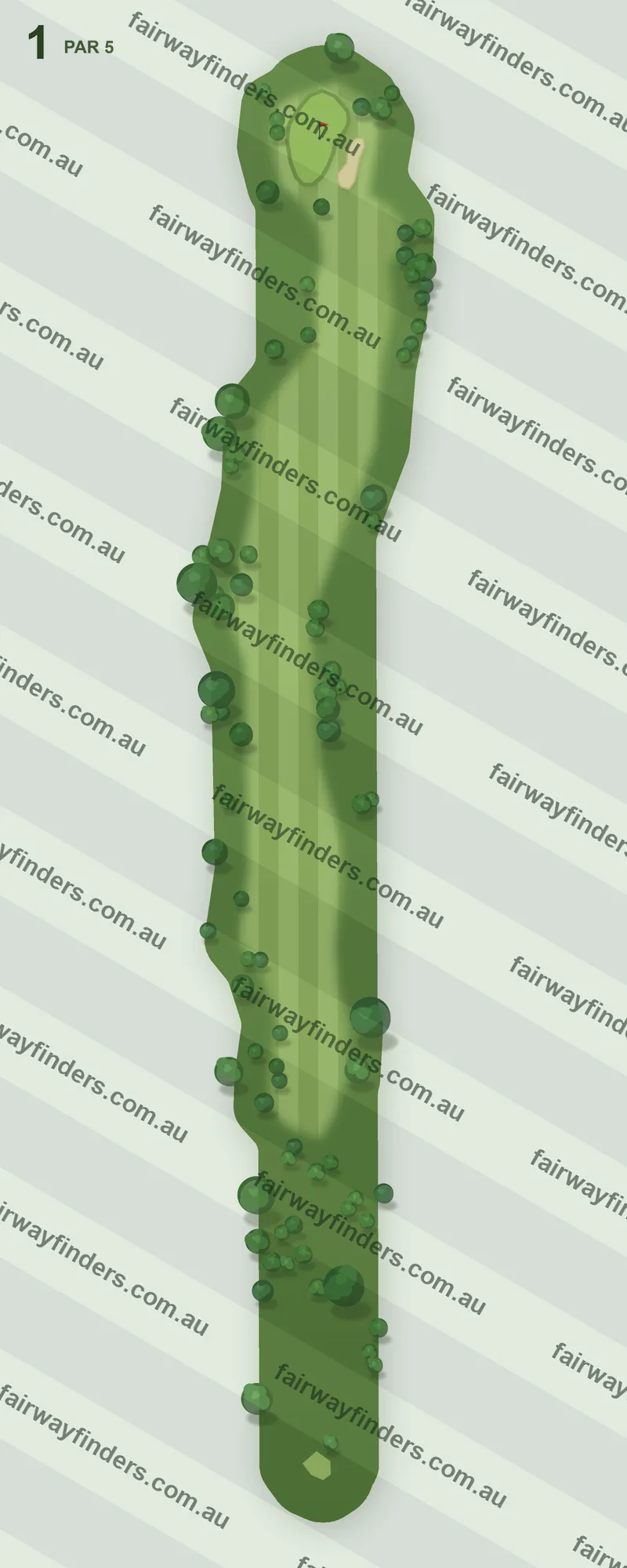Hole 1 map — par 5, 465 m