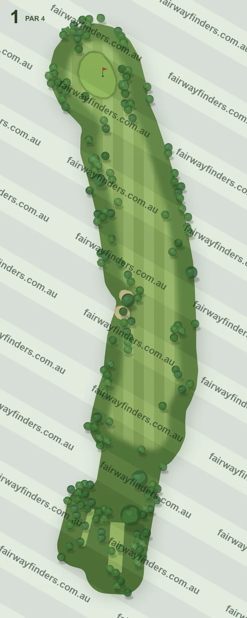 Hole 1 map — par 4, 329 m