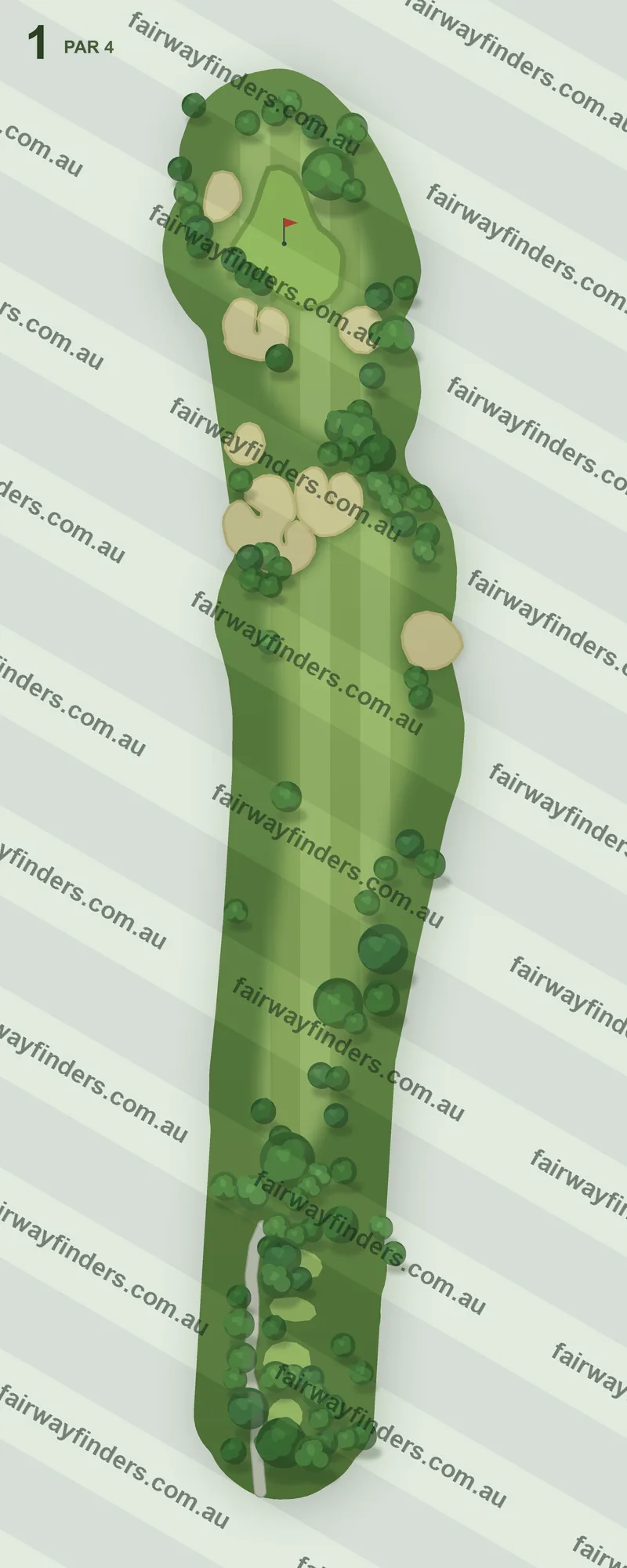 Hole 1 map — par 4, 403 m