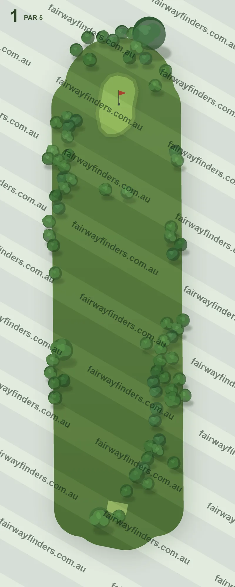Hole 1 map — par 5, 174 m