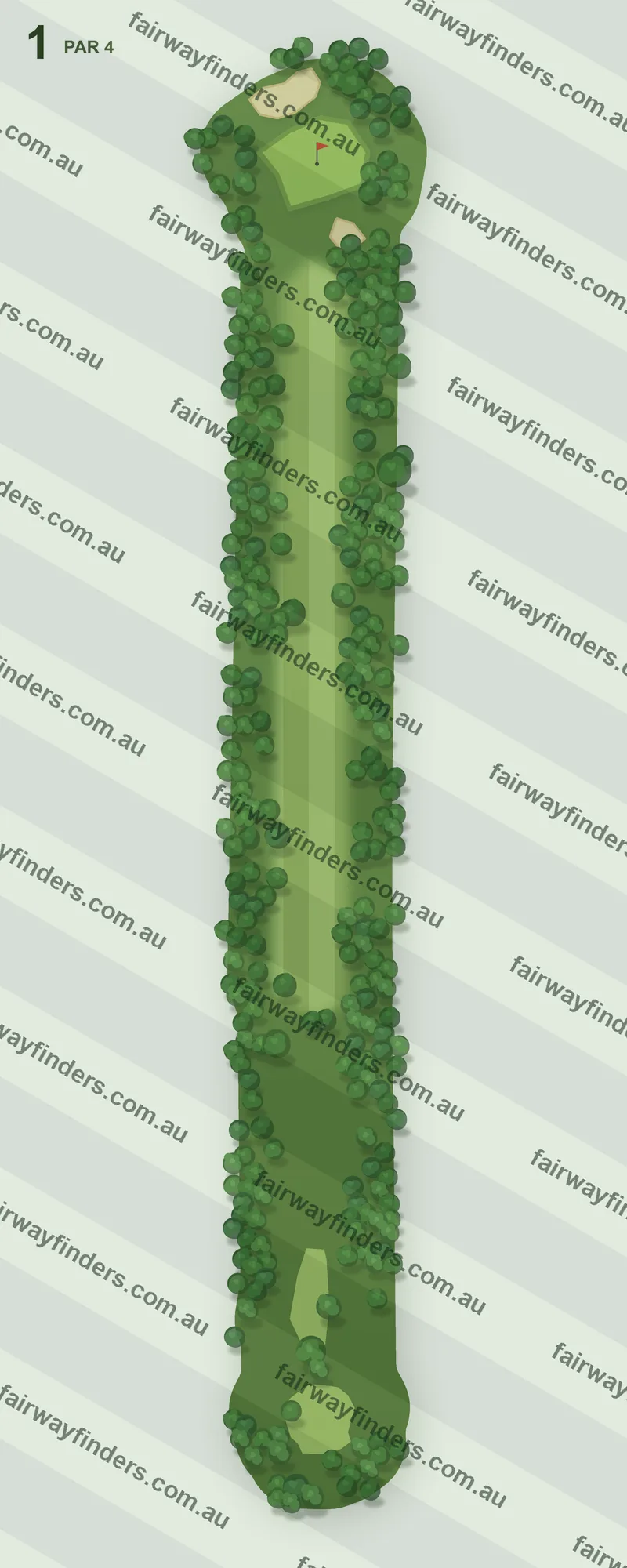 Hole 1 map — par 4, 317 m