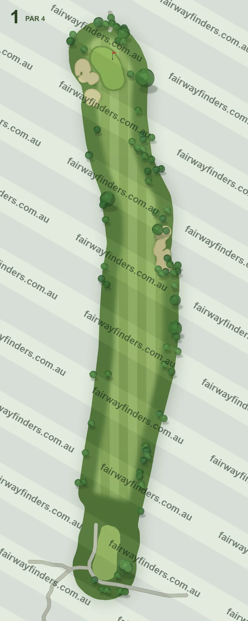 Hole 1 map — par 4, 306 m