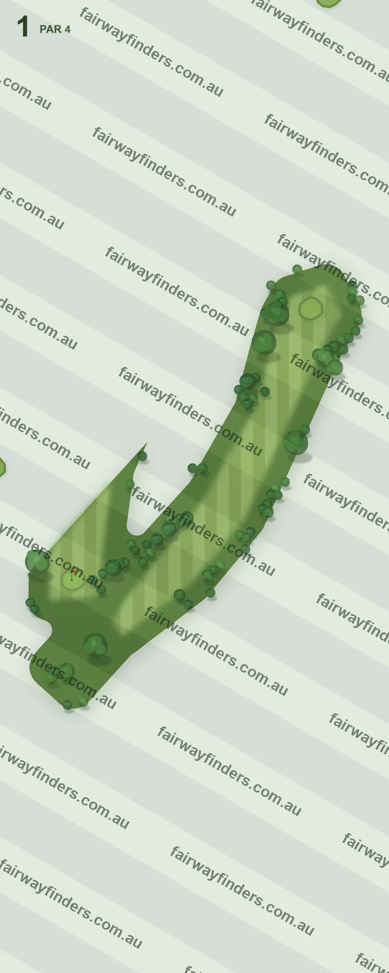 Hole 1 map — par 4, 261 m