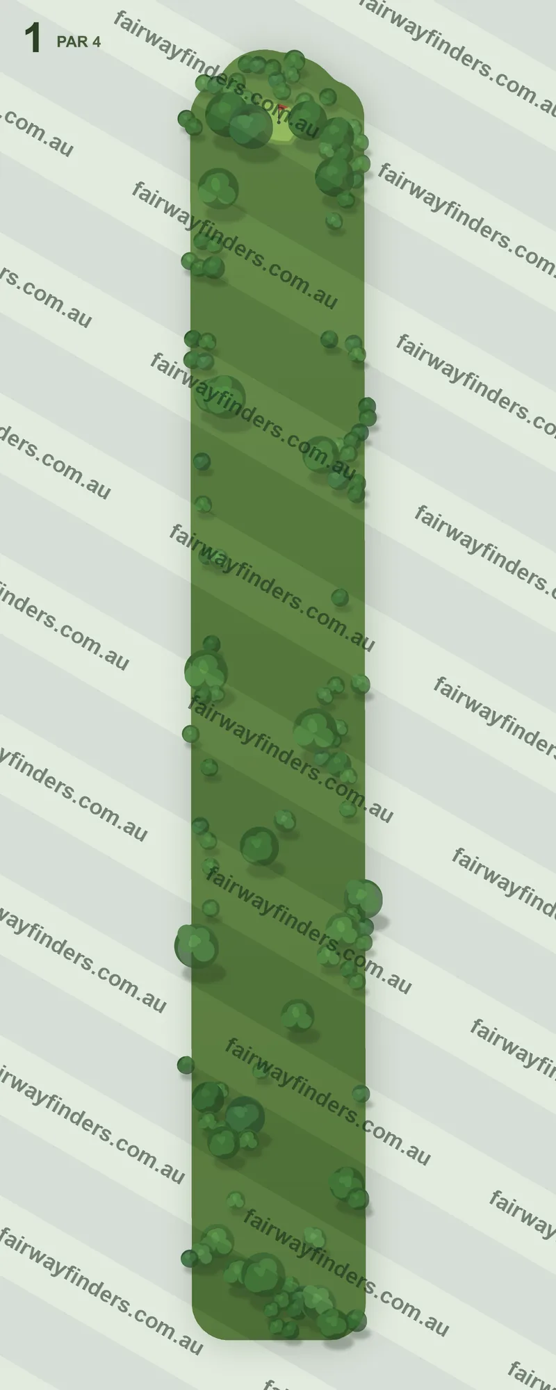 Hole 1 map — par 5, 421 m