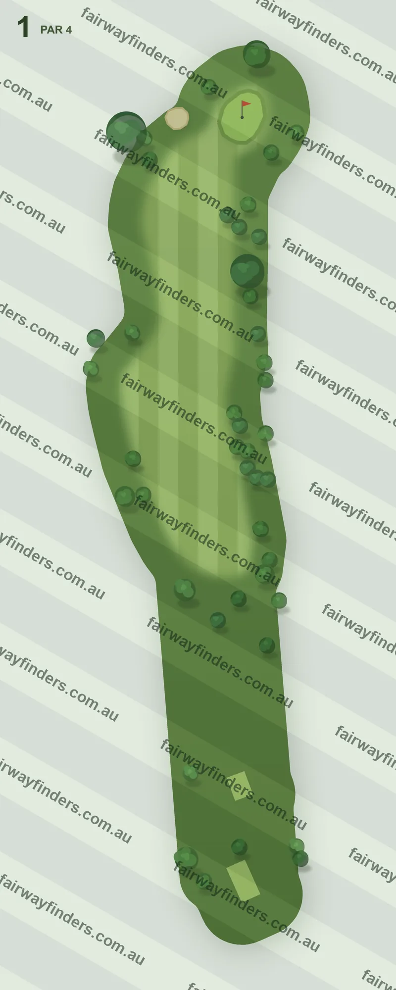 Hole 1 map — par 4, 273 m