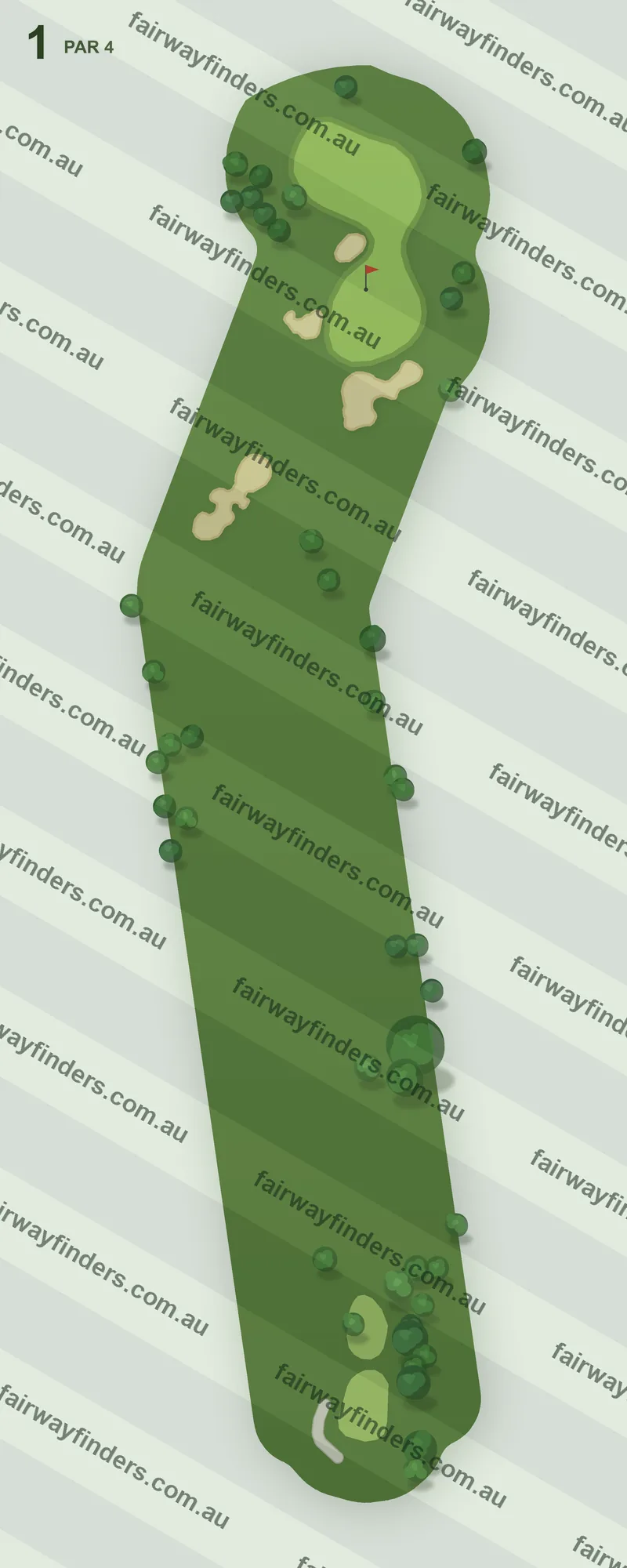 Hole 1 map — par 4, 281 m
