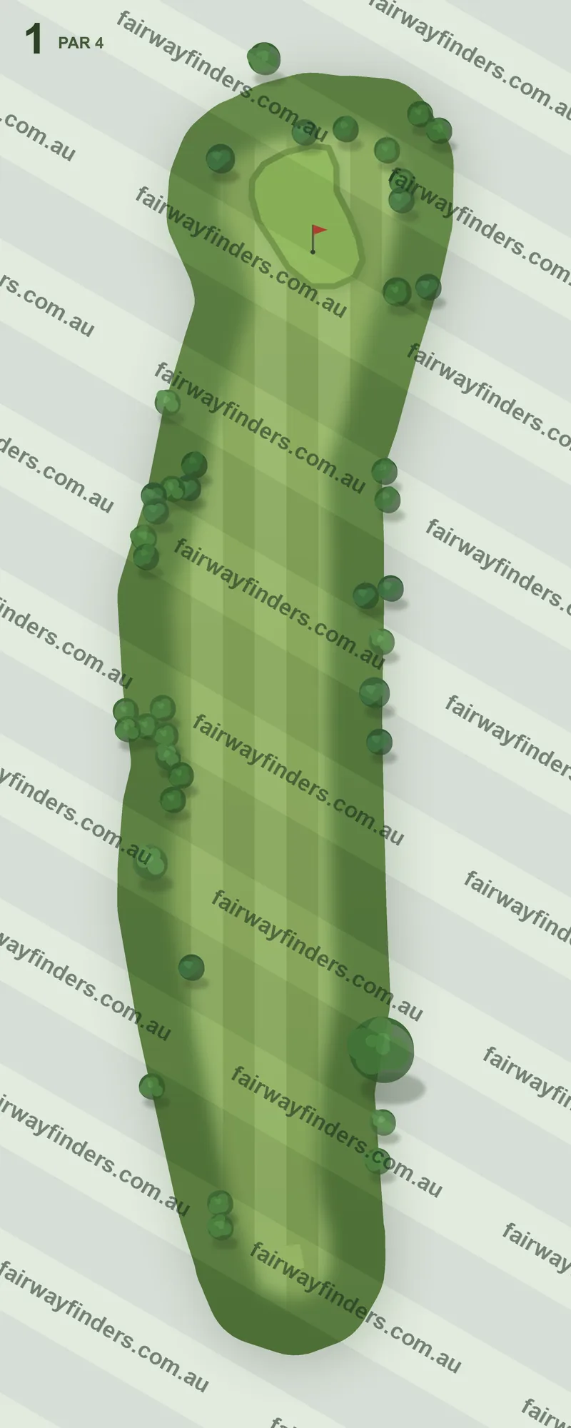 Hole 1 map — par 4, 222 m