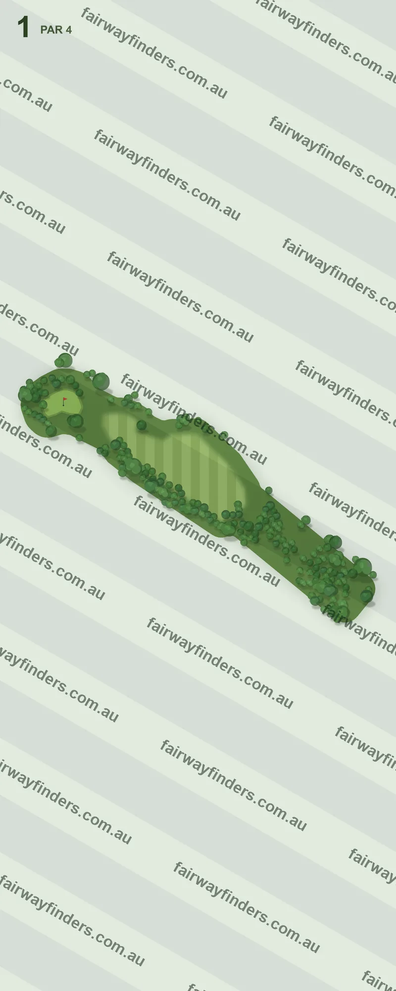 Hole 1 map — par 5, 399 m