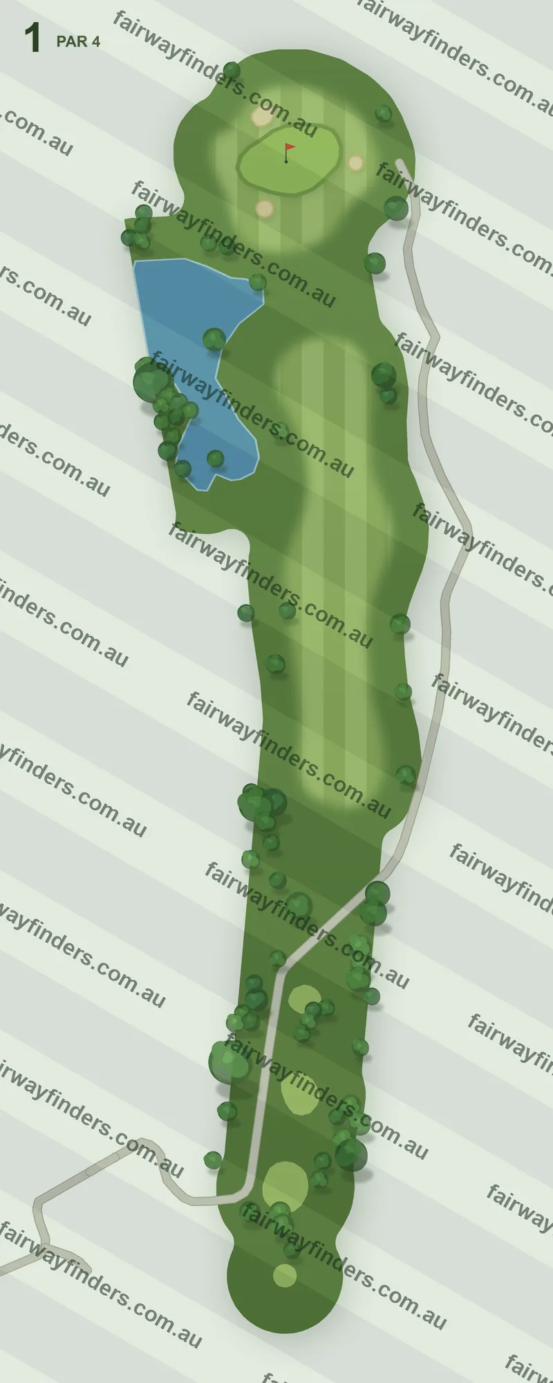 Hole 1 map — par 4, 336 m