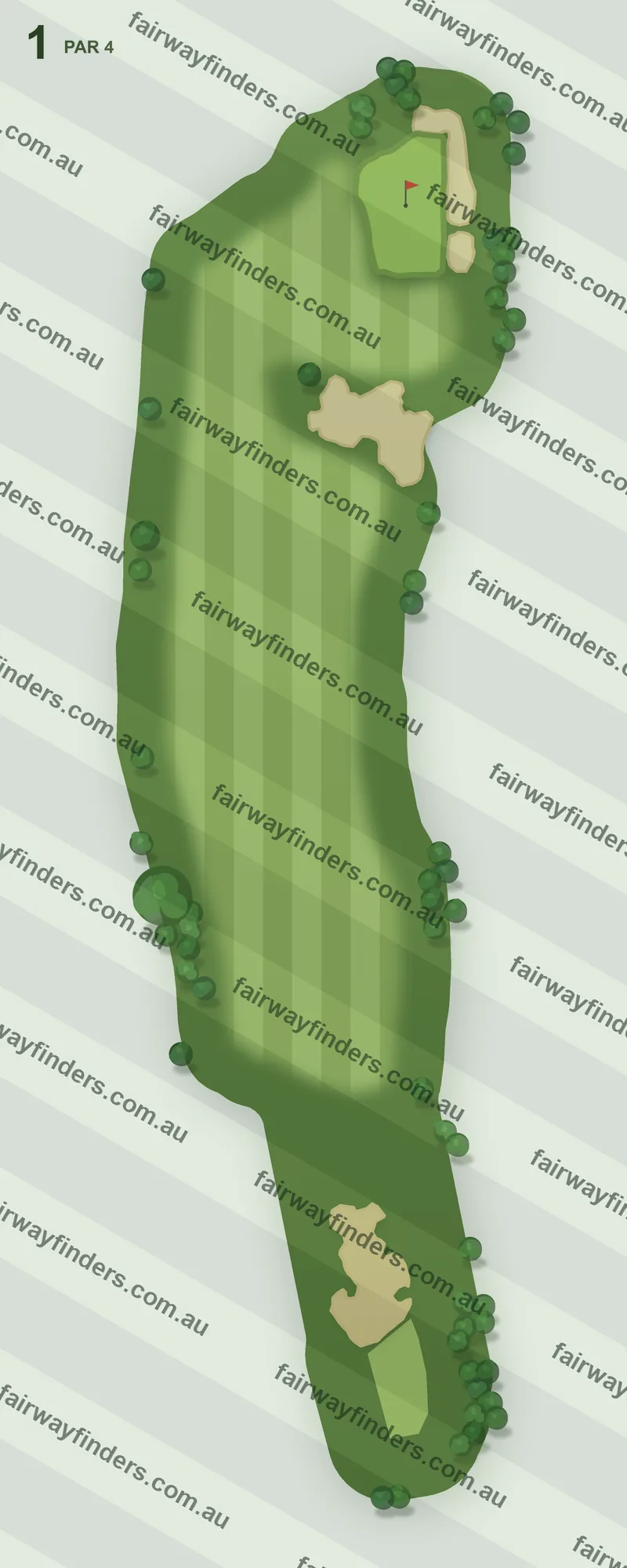 Hole 1 map — par 4, 299 m