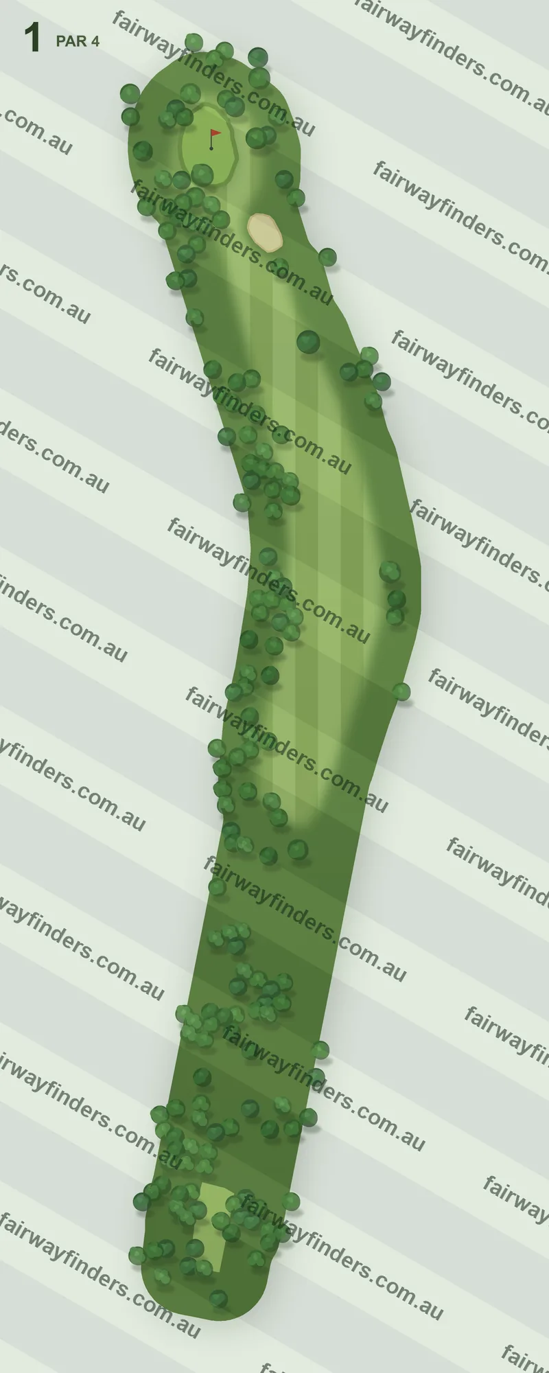 Hole 1 map — par 4, 344 m