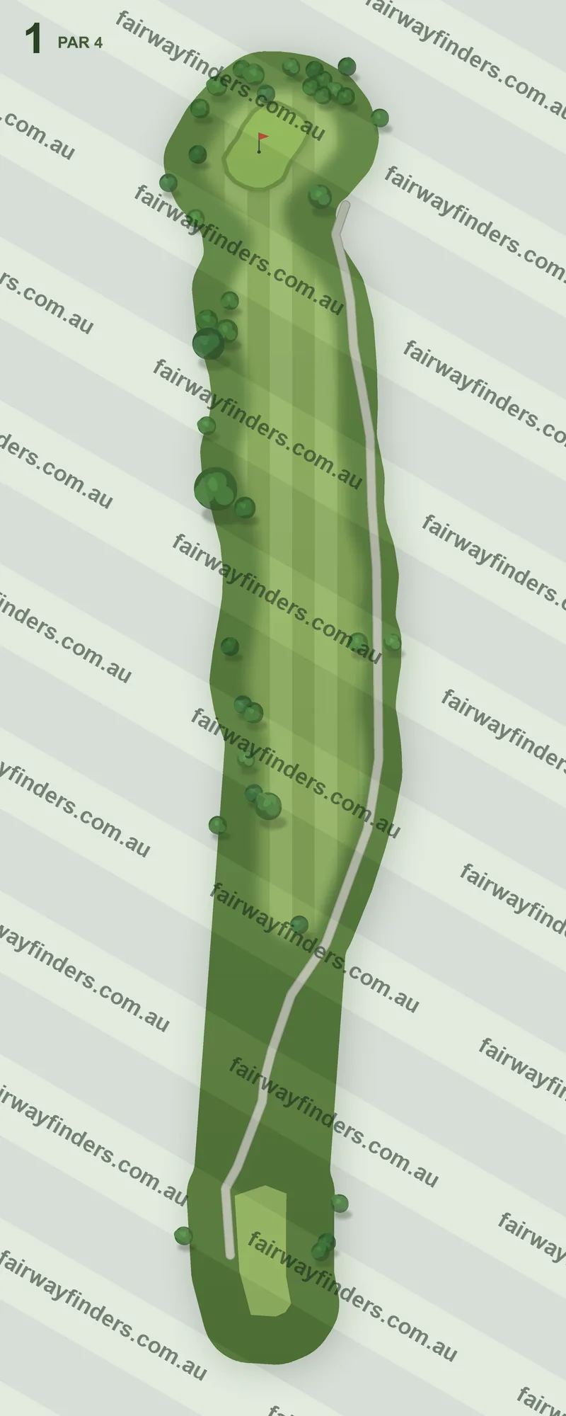 Hole 1 map — par 4, 330 m