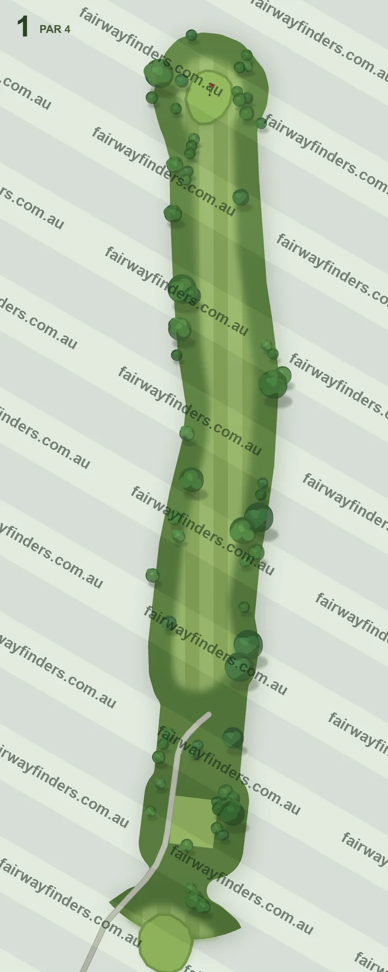 Hole 1 map — par 4, 358 m