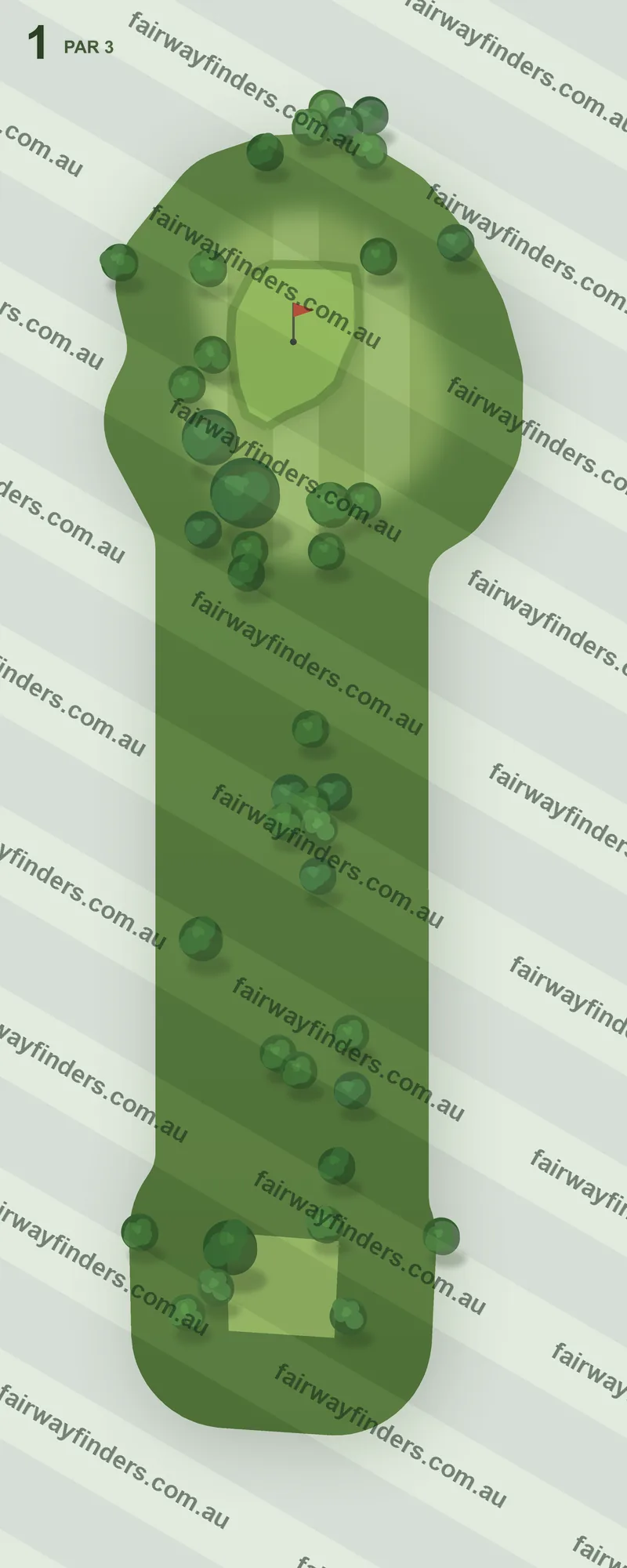Hole 1 map — par 3, 146 m