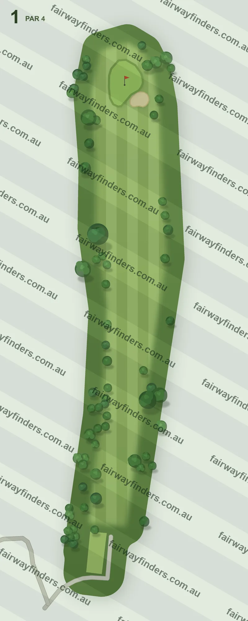 Hole 1 map — par 4, 314 m
