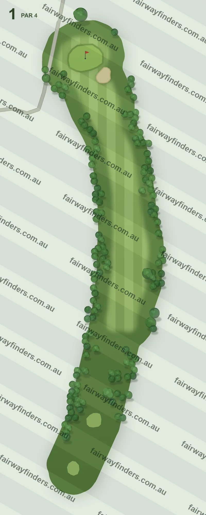Hole 1 map — par 5, 432 m