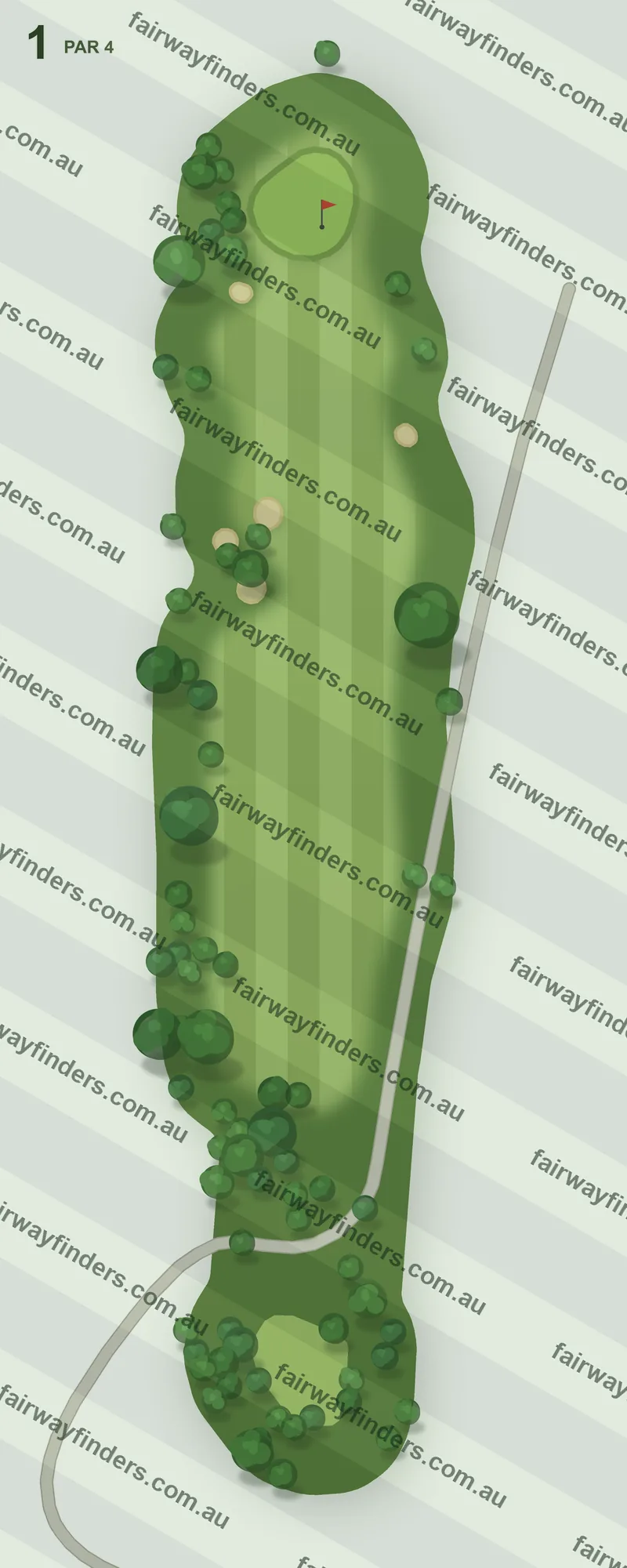 Hole 1 map — par 4, 251 m