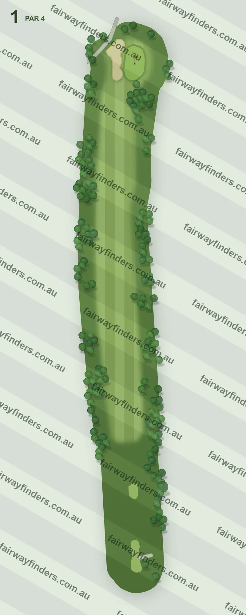 Hole 1 map — par 4, 370 m