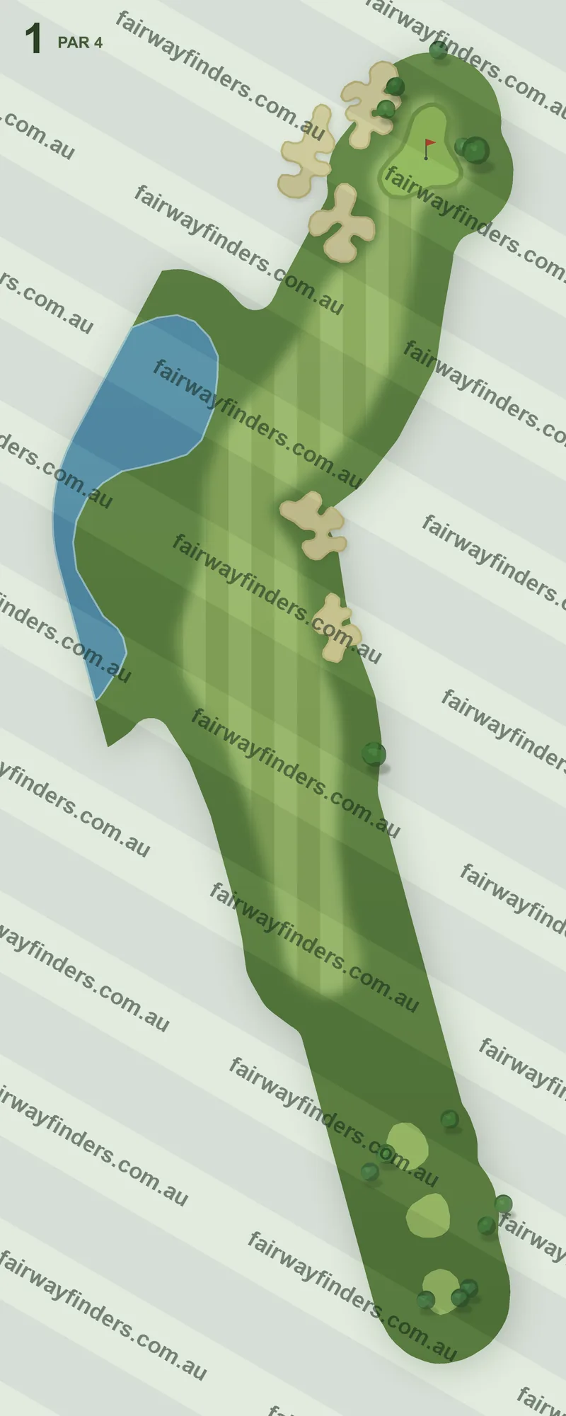 Hole 1 map — par 4, 371 m