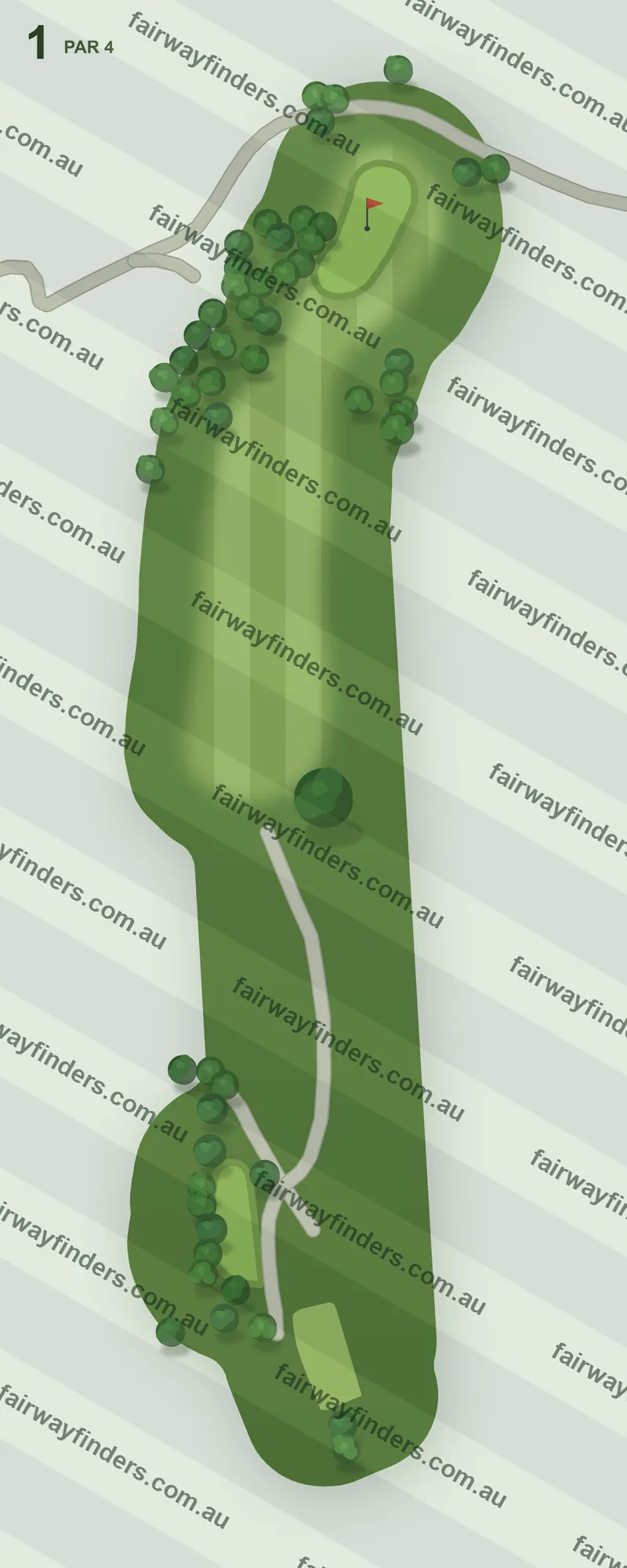 Hole 1 map — par 4, 229 m