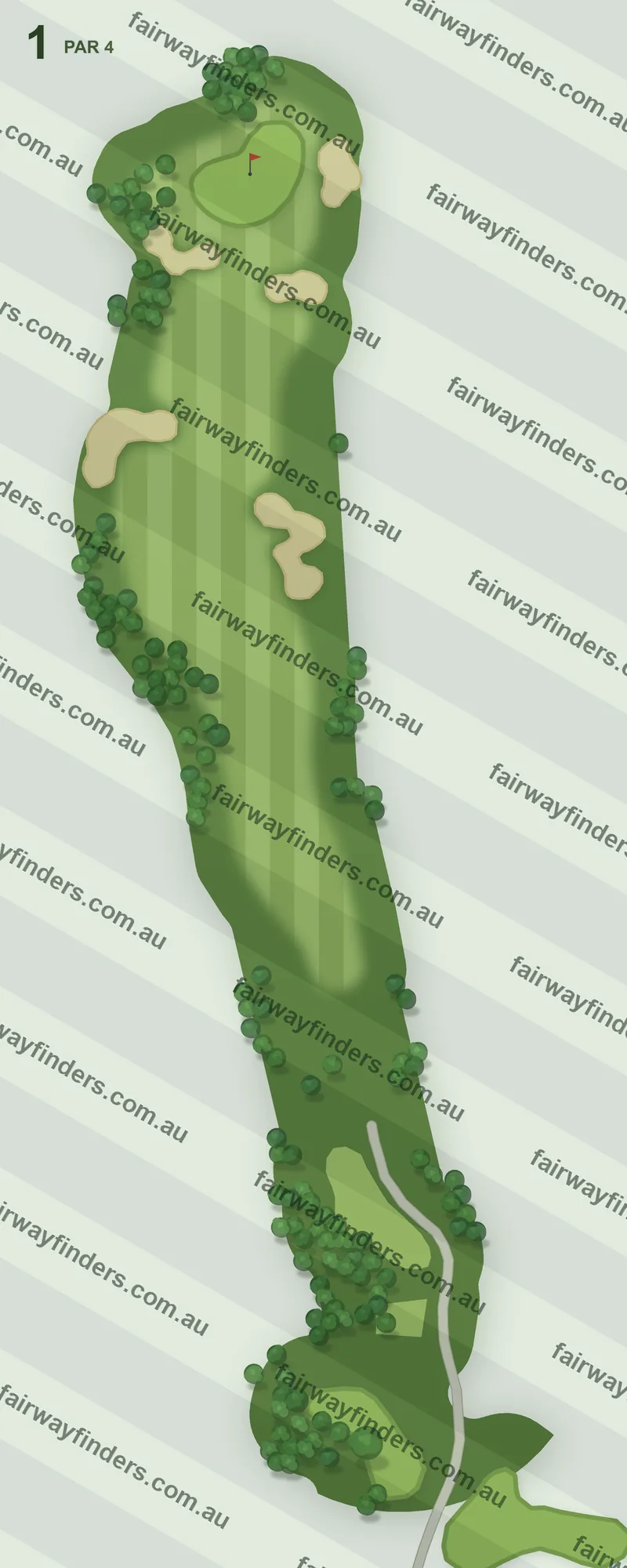 Hole 1 map — par 3, 174 m