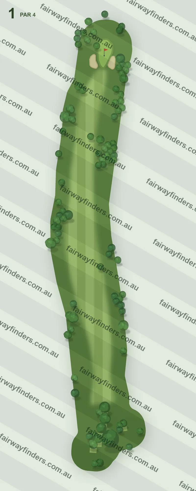 Hole 1 map — par 4, 307 m