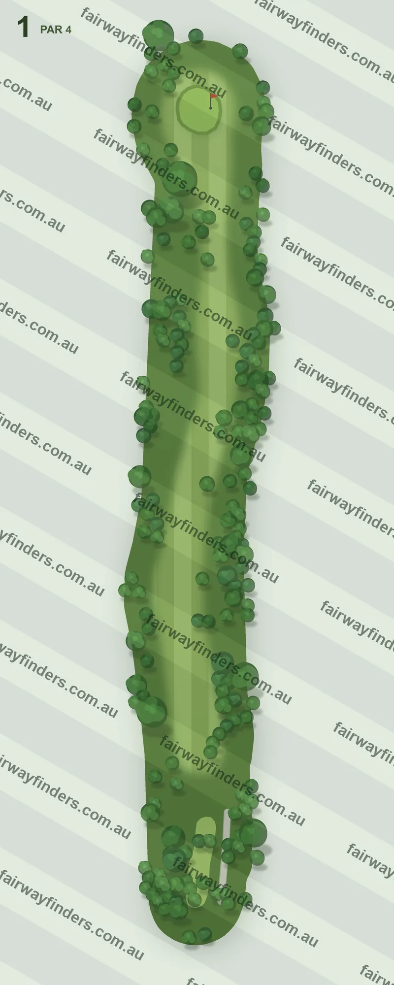 Hole 1 map — par 4, 304 m