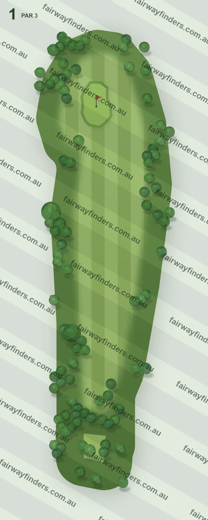Hole 1 map — par 3, 183 m