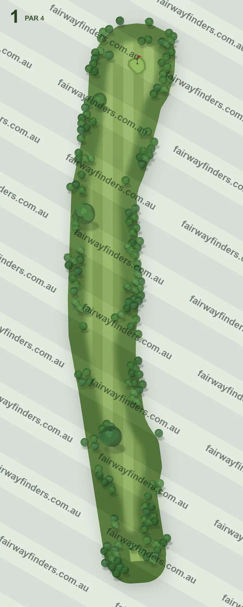Hole 1 map — par 4, 473 m