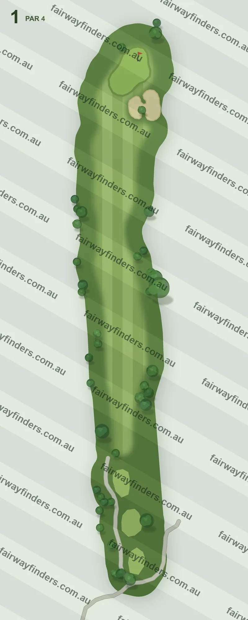 Hole 1 map — par 4, 345 m