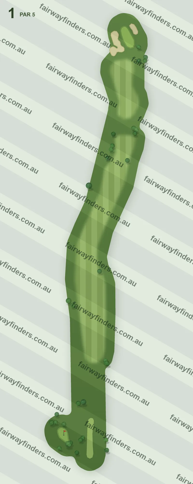 Hole 1 map — par 5, 505 m