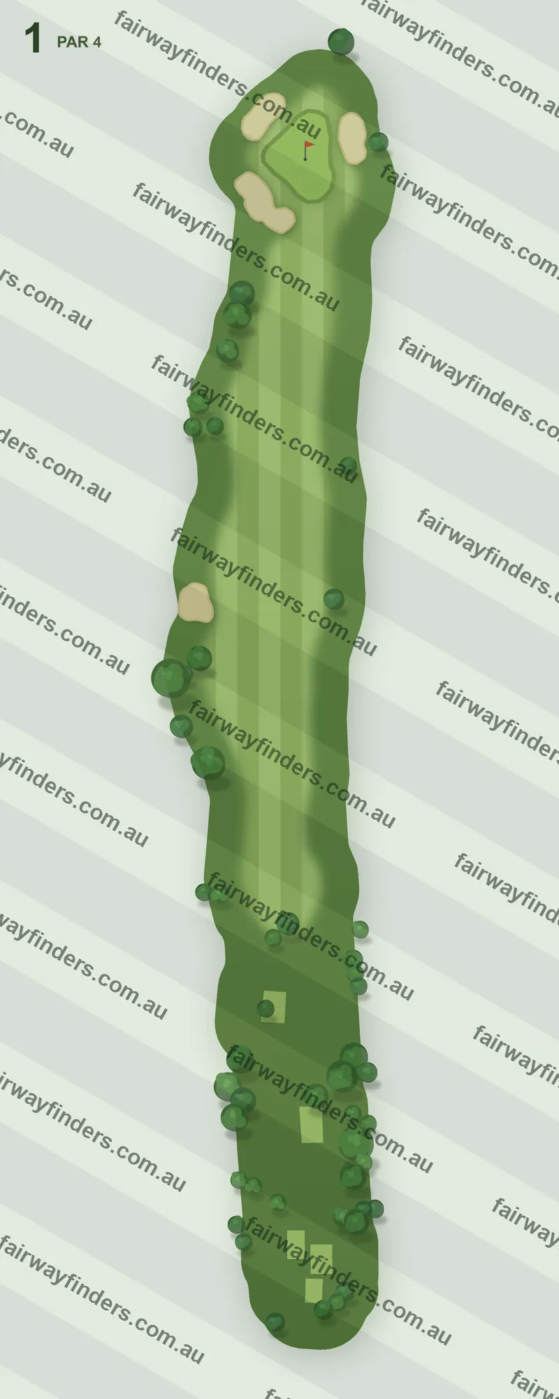 Hole 1 map — par 4, 370 m