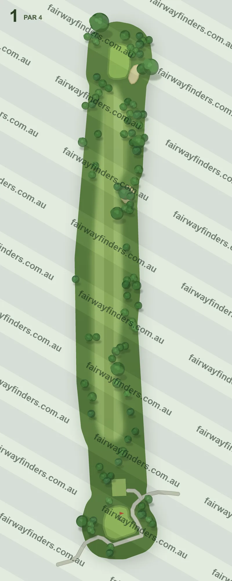Hole 1 map — par 4, 315 m
