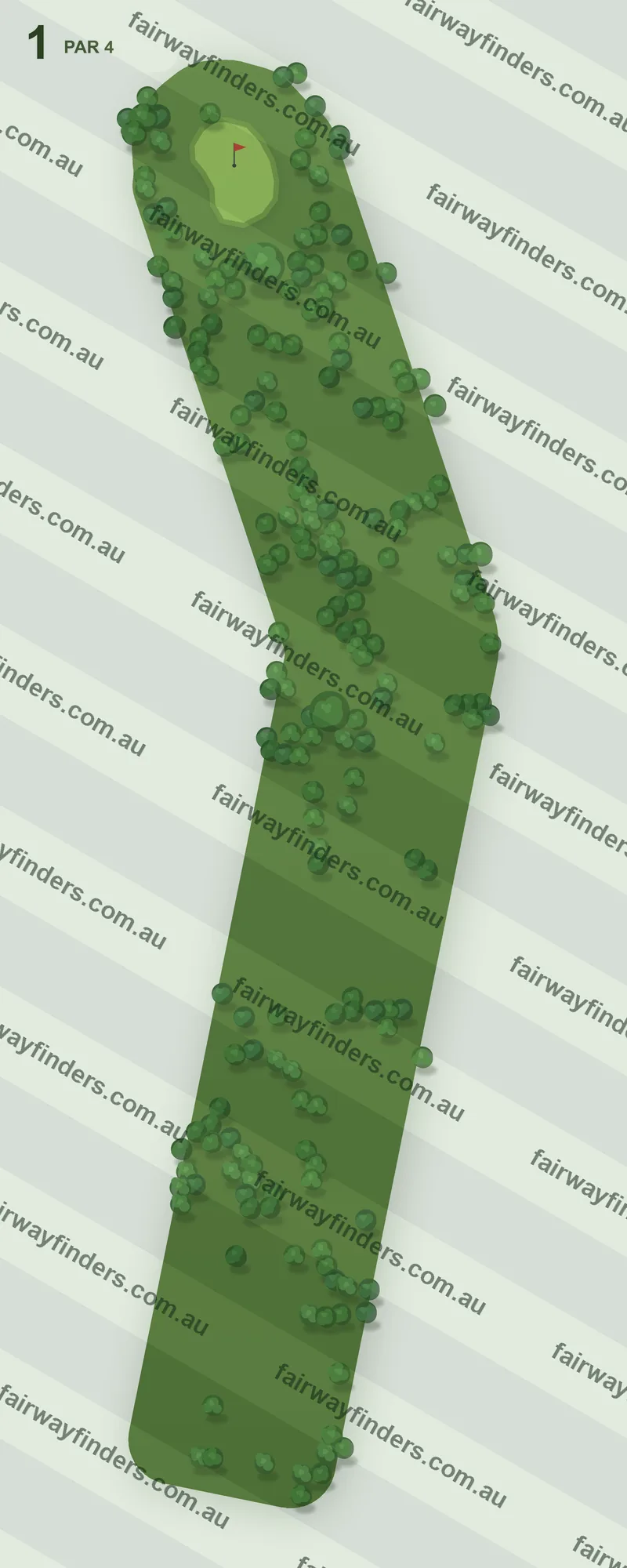 Hole 1 map — par 4, 355 m